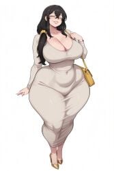 1girls 2026 ai_generated big_breasts black_hair blush child_bearing_hips cleavage dress el_memc female female_only handbag horny horny_female huge_breasts hyper_breasts imminent_sex looking_at_viewer looking_pleasured memch0 musk musk_clouds oc original original_character posing posing_for_the_viewer soledad_(memch0) thick_thighs thunder_thighs tight_clothing tight_dress yellow_eyes