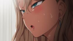 1girl 2022 20s animated animated_gif anime_screenshot aqua_eyes blonde_hair blue_eyes bunnywalker earrings jewelry kurashiki_reika lipstick long_hair makeup mature_female narrowed_eyes saimin_seishidou serious staring staring_contest t-rex_(animation_studio) tagme v-shaped_eyebrows very_long_hair open_mouth sweat curtains implied_sex blush 1girls female cheating_(relationship)