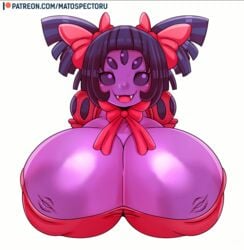 2019 5_eyes alternate_breast_size animated anthro apron apron_only arachnid areola arthropod big_breasts bodily_fluids breasts bust bust_portrait bust_style clothed clothing cum cum_in_nipples cumshot ejaculation female genital_fluids group group_sex hair huge_breasts inverted_nipples looking_at_viewer matospectoru mostly_nude muffet nipple_penetration nipple_sex nipples nude orgasm paizuri penetration penis portrait purple_skin sex slideshow smile spider titjob undertale video_games