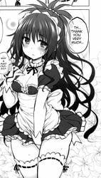 black_hair blush gloves long_hair maid maid_uniform manga panties sweat tatsuhiko tights to_love-ru to_love-ru_darkness yuuki_mikan