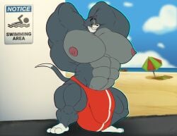 abs anthro balls beach biceps big_balls big_bulge big_muscles big_pecs big_penis bulge calf_muscles clothing cloud detailed_bulge domestic_cat felid feline felis flexing flexing_muscles flexing_tricep genital_outline genitals hi_res huge_balls huge_muscles huge_pecs huge_penis hyper hyper_balls hyper_genitalia hyper_muscles hyper_pecs hyper_penis looking_at_viewer male mammal metro-goldwyn-mayer moobs muscular navel nipples pecs penis penis_outline quads rogero_(artist) sand smile smiling_at_viewer smirk smirking_at_viewer solo swimwear tail thick_thighs thomas_cat thong tom_and_jerry towel triceps umbrella underwear