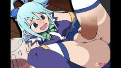1boy 1girls animated anus aqua_(konosuba) ass blue_eyes blue_hair clothed clothed_female clothed_sex dark-skinned_male kono_subarashii_sekai_ni_shukufuku_wo! no_sound penis pussy sex tagme thighhighs thighs vaginal_penetration video w.t.dinner