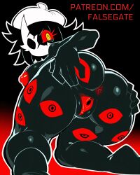 1girls absurd_res ai_generated anthro anus ass ass_focus bent_over beret black_eyes black_fur black_hair black_skin broken_mask colored_sclera colored_skin covered_eye extra_eyes eyes_on_body eyes_on_legs falsegate folly_(regretevator) from_behind from_below fur hands_on_ass hands_on_own_ass hat highres humanoid kneeling large_ass large_breasts looking_back looking_down mask medium_hair monster monster_girl non-human nude nude_female on_knees one_eye_covered paid_reward_available patreon patreon_username presenting presenting_ass presenting_hindquarters pussy red_anus red_pussy red_sclera regretevator roblox self_upload solo spreading spreading_ass spreading_own_ass spreading_own_pussy spreading_pussy stable_diffusion thick_thighs thighs uncensored white_beret white_hat white_mask yellow_eyes