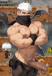 1boy 1boys abs ai_generated asian_male bara bara_body bara_tiddies bara_tits barazoku big_muscles cock dick gay gay_male hidden_face himbotiger huge_cock huge_muscles huge_pecs hunk korean_male maplestory mask mmorpg mouth_mask muscle muscles muscular_arms muscular_male nexon ninja pecs pectorals penis scarf shadower shadower_(maplestory) solo solo_focus solo_male thief white_hair yaoi