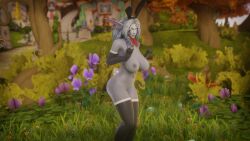 2026 3d bare_breasts bowtie bunny_ears bunny_tail easter easter_bunny egg elbow_gloves elf elf_ears eversong_woods glowing_eyes large_breasts liah_(morilymory) morilymory night_elf noblegarden pointed_ears thigh_high_stockings white_hair world_of_warcraft