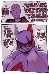 1boy 1boy1girl 1girls comic_page comic_panel dialogue english_text funny furry furry_female gen_3_pokemon heart hi_res horny horny_female huge_breasts humanoid humanoid_pokemon naughty_face pokemon pokemon_(game) pokemon_(species) pokephilia red_eyes red_markings red_text saliva salivating saltyxodium text white_body white_fur zangoose