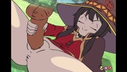 1boy 1girls animated anus ass bottomless clothed dark-skinned_male handjob kono_subarashii_sekai_ni_shukufuku_wo! megumin no_sound outdoors penis pussy stroking_penis tagme vaginal_penetration video w.t.dinner