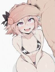 ai_generated astolfo_(fate) cock_worship fate_(series) femboy heavy_breathing large_penis meupfem muscular_male otoko_no_ko penis_awe sissy size_difference sweat sweatdrop sweating tagme very_sweaty yaoi