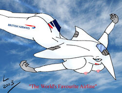 aeromorph aircraft airplane anthro british_airways concorde female inanimate living_aircraft living_machine tagme