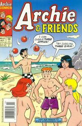 3girls archie_andrews archie_comics ass beach betty_and_veronica betty_cooper black_hair blonde_hair breasts cheryl_blossom jughead_jones multiple_girls nude red_hair sak veronica_lodge