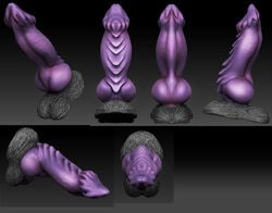 asura_arklin bad_dragon barbs finir glowing grey_fur knot knotted_penis male mammal markings model_sheet penis penis_reference ridged_penis vein