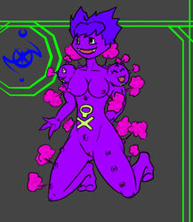 anthro breasts color female female_only hair kneeling nude pokemon purple_skin short_hair solo tagme vulva weezing