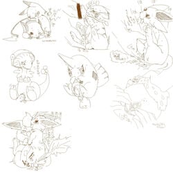 blush breloom dominant_feral eevee eeveelution espeon flareon larvitar leafeon male/male male_only nintendo pikachu pokemon pokemon_(species) raichu shaymin shaymin_(land_form)