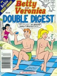 2girls archie_andrews archie_comics beach beeper betty_and_veronica betty_cooper black_hair blonde_hair breasts multiple_girls nude sak swimsuit veronica_lodge