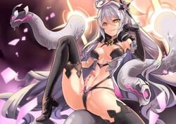 1futa futa_only futanari half-dressed herrscher_of_the_void herrscher_of_void hmongt honkai_impact honkai_impact_3rd intersex kiana_kaslana kiana_kaslana_(herrscher_of_the_void) solo white_hair yellow_eyes