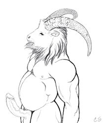 anthro balls belly bovid caprine chris_sawyer erection goat hi_res horn humanoid_penis male male_only mammal muscular navel nipples nude penis solo vein veiny_penis