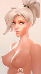 1girls 3d areolae breasts female female_only mercy nipples nude overwatch sfmporn_(artist) solo source_filmmaker