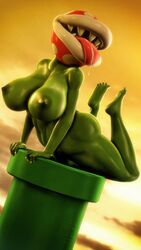 2019 3d ass big_breasts big_butt bodily_fluids breasts doctorpurple2000 drooling female flora_fauna flower hi_res huge_breasts humanoid living_flower mario_(series) nintendo nipples nude open_mouth piranha_plant plant plant_humanoid saliva sharp_teeth simple_background solo source_filmmaker teeth tongue tongue_out video_games