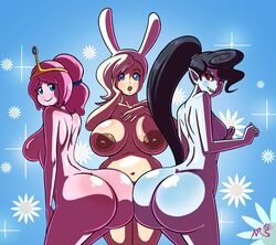 3girls adventure_time axel-rosered big_breasts big_butt breasts butt butt_to_butt cartoon_network fionna_the_human_girl marceline multiple_girls princess_bubblegum