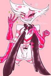 1boy angel_dust_(hazbin_hotel) arachnid clothing cum demon femboy fluffy gloves hazbin_hotel male male_only penis shad0w-galaxy smooth_skin stockings tagme vivienne_medrano