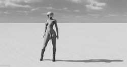 1futa 3d areolae breasts curvy erect_nipples fit flaccid futa_only futa_sans_balls futanari intersex large_breasts monochrome naked_boots naked_footwear naked_with_shoes_on nipples nude penis pinup realistic sasha_(shassai) shassai solo solo_futa standing sunglasses white_hair wide_hips