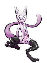 1boy 2_toes abs animal_genitalia animal_penis armpits ass belly big_eyes big_tail black_eyes black_thighhighs canine_penis clothes erection eye_contact feet feline furry half-closed_eyes knot latex looking_at_viewer mewtwo mostly_nude murchik navel nintendo no_nipples paws penis pokemon pokemon_(species) pokemon_rgby pose purple_fur sheath sitting source_request spread_legs tail testicles thighs thin_waist veins veiny_penis