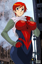 1girls big_breasts bodysuit bodysuit_under_clothes breasts erect_nipples erect_nipples_under_clothes female female_only hips human human_only humanoid kayzer large_breasts marvel mayday_parker nipples outdoor red_hair redhead short_hair solo solo_female spider-girl spider-man_(series) spidersuit superheroine thick thick_thighs thighs wide_hips