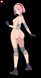 1girls ass bare_back bare_shoulders big_ass boots breasts bubble_butt cristalmanor elbow_pads female female_only footwear forehead_jewel gloves green_eyes knee_pads large_ass looking_back naked naruto naruto:_the_last naruto_(series) nipples nude pink_hair pose posing sakura_haruno shika-hina shoes small_breasts solo solo_female solo_focus standing voluptuous