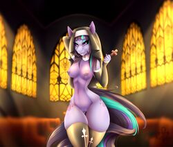 breasts chuch cross equid equine female horse jackalope_(artist) mammal nude nun pussy rubber vinyl