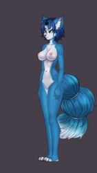 1girls 2019 abs animated anthro ass big_ears big_tail blue_fur blue_hair breasts canine digital_media_(artwork) eye_contact feet female fox front_view fur furry hair krystal kuja legend_of_krystal looking_at_viewer mammal nintendo nipples nude paws pussy rear_view side_view simple_background smile solo star_fox tail thick_thighs turnaround video_games wide_hips