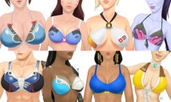 2d 6+girls 8girls asian bikini_top blizzard_entertainment breast_size_difference breasts bust cleavage close-up d.va danmapp dark-skinned_female dark_skin female female_only indian lineup mei_(overwatch) mercy multiple_boys multiple_girls overwatch pharah swimsuit symmetra take_your_pick tracer union_jack white_background widowmaker zarya