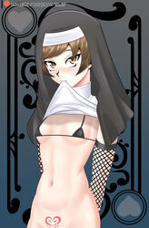 1girls brown_eyes brown_hair female fringe looking_at_viewer loquillo medium_hair nun pale_skin patreon patreon_username skinny small_breasts solo yu-gi-oh! yuu-gi-ou_vrains zaizen_aoi