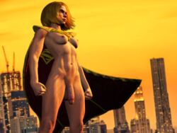 1futa 3d abs blonde_hair breasts dc dc_comics flaccid full-package_futanari futa_only futanari injustice_2 intersex jenbitch kara_danvers kara_zor-el looking_away muscular penis solo supergirl supergirl_(injustice) superman_(series)