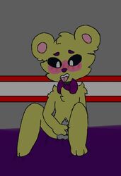 ask_goldie_anything bowtie cum dick five_nights_at_freddy's goldie_fnaf masturbating masturbation purple_bowtie tagme white_pupils yellow_fur