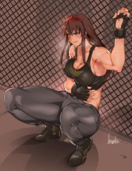 1girls abs big_breasts bowalia breasts cleavage dead_or_alive erect_nipples female female_only hitomi_(doa) large_breasts muscles muscular muscular_female nipples solo