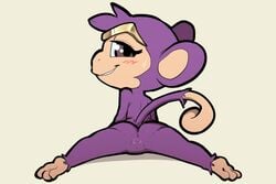 2019 anthro anus ass barefoot blush bodily_fluids female fur furry furry_only haplorhine itsunknownanon looking_back mammal monkey monkey_dance monkey_girl monkey_shantae naked nude primate purple_fur pussy rear_view shantae shantae_(character) smile smooth_fur solo sweat tail video_games wayforward