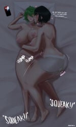 archimedes_w scat soiling panty_poop messing big_breasts feces feces_bulge intentional_soiling bed in_bed on_bed humping_leg tatsumaki fubuki_(one-punch_man) one-punch_man bedmessing