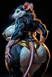 1girls ai_generated animated anthro ass_focus back_view big_ass big_breasts bouncing_ass ear_piercing erect_nipples female from_behind furry furry_female gold_bikini huge_ass huge_breasts jiggle jiggling_ass looking_back mustardshark nipple_bulge no_sound rat rat_ears rat_girl rat_tail rear_view solo tagme thick_thighs twerking video