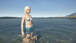 3d 3dcg absurd_res agatha_baker alternate_outfit bare_shoulders bikini_top blonde_female blue_miniskirt blue_skirt cleavage collarbone emotionless emotionless_female game_cg game_mod grand_theft_auto grand_theft_auto_online hand_on_hip highres indifferent large_breasts leaning_to_the_side miniskirt navel pool-skirt red_lipstick seaside short_hair short_hair_female short_skirt skirt sn0wsh00 source_request standing_at_attention standing_in_water summer swim_skirt teal_eyes uncaring_female