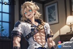 1boy abs ahe_gao ahegao_face ai_generated balls biceps big_balls big_cock big_penis blush cum cum_drip cum_dripping cum_dripping_from_penis cum_load cum_on_abs cum_on_body cum_on_muscles cum_on_self cumming cumming_on_self cumshot drool drool_on_face drooling ejaculating ejaculating_cum ejaculation erection excessive_cum fapping feeling_pleasured horny horny_face horny_male huge_balls huge_cock jerking_off jerkingoff lying_on_back male male_focus male_masturbation male_nipples male_only masturbate masturbation muscle_veins muscles muscular muscular_arms muscular_body muscular_legs muscular_thighs naked naked_male nipples nude nude_male one-handed_masturbation open_legs open_mouth orgasm orgasm_face pecs penis pleasure pleasure_face pleasured pleasured_face ripped_abs room seductive seductive_eyes seductive_look seductive_pose seductive_smile short_hair sitting sitting_down six_packs smile solo solo_focus solo_male sweating sweaty teenager testicles thighs tongue tongue_out torri1 uncensored uncensored_penis veins veins_on_dick veiny veiny_arms veiny_muscles veiny_penis yaoi large_pectorals night albedo_(genshin_impact) genshin_impact honkai_(series), blonde hair, aqua eyes, hair between shirt blue, scar on neck, coat, white gloves,