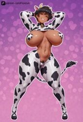 tomboy dark-skinned_female naughty_face nipple_pasties cow_print areola_slip original original_character oc voluptuous hairy_pussy floresai patreon patreon_username patreon_url ai_generated huge_breasts big_breasts big_ass looking_at_viewer 1girls wide_hips teasing narrow_waist thick_thighs huge_ass