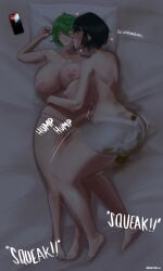 archimedes_w scat soiling panty_poop messing big_breasts feces feces_bulge intentional_soiling bed in_bed on_bed humping_leg tatsumaki fubuki_(one-punch_man) one-punch_man bedmessing
