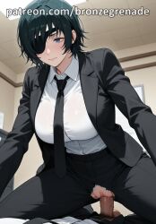 himeno_(chainsaw_man) chainsaw_man eyepatch watermark ai_generated bronzegrenade female female_focus fit fit_female sexy sexy_body uncensored mature_body mature mature_female breasts aged_up shirt clothed clothed_female clothes 1girls 1girl woman girl indoors indoor solo_focus cowgirl_position riding riding_penis riding_cock riding_dick vaginal_penetration vaginal vaginal_sex vaginal_insertion vagina penis cock dick pussy testicles balls ballsack suit suit_and_tie office_lady office office_clothing