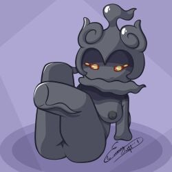 eveningdraftart pokemon pokemon_(species) legendary_pokemon mythical_pokemon marshadow female anthro anthropomorphic pokemorph pokegal pokegirl pokegirl_as_pokemon boobs breasts tits nipples naked nude naked_female nude_female hot nsfw sexy showing_legs looking_at_viewer looking_pleased ghost ghost_girl