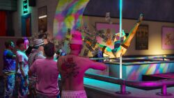 grand_theft_auto_online grand_theft_auto gta_online_female_character gta_online_male_character chastity_(grand_theft_auto_v) princess_robot_bubblegum vanilla_unicorn fishnet_stockings fishnet_legwear black_high_heels high_heels boxers shirtless_male princess_robot_bubblegum_(character) corset black_underwear ass pole_dancing stripper whore unbothered uncaring_female uncaring source_request rockstar_editor 3dcg 3d game_cg tagme absurd_resolution highres mattiejas