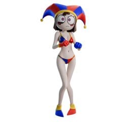 ai_assisted bikini bikini_bottom bikini_top brown_hair canon clothed clown clown_costume clown_girl disgusted_expression fortnite fortnite:_battle_royale gloves jester jester_costume jester_girl jester_hat jester_outfit multicolored_eyes pale pale-skin pale-skinned_female pale_skin pomni pomni_(the_amazing_digital_circus) slim slim_female slim_girl slim_waist the_amazing_digital_circus thin_female thin_legs thin_waist white_skin