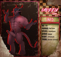 grinkydxr male/male male_only male gay krampus gruzzle_(grinkydxr) red_body horns tail demon hooves buff buff_male muscular muscular_male