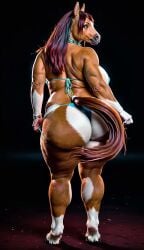 1girls ai_generated animated anthro back_view big_ass big_breasts bikini bouncing_ass female from_behind furry furry_female hooves horse horse_girl huge_ass huge_breasts jiggle jiggling_ass looking_back mare mustardshark no_sound realistic rear_view solo tagme thick_thighs twerking video