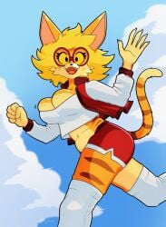 anthro anthro_female anthro_only breasts circular_glasses crimson_(roboticsteve) furry furry_female furry_only glasses oc original_character ring_cats tagme thighs