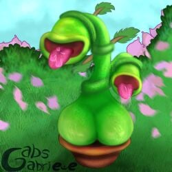 ambiguous_gender belly big_belly big_blue_bubble big_butt bodily_fluids butt gabsgabriewe leaf male my_singing_monsters non-human non-human_head non-human_only not_furry open_mouth overweight overweight_male plant plant_pot potbelly_(my_singing_monsters) saliva solo toony